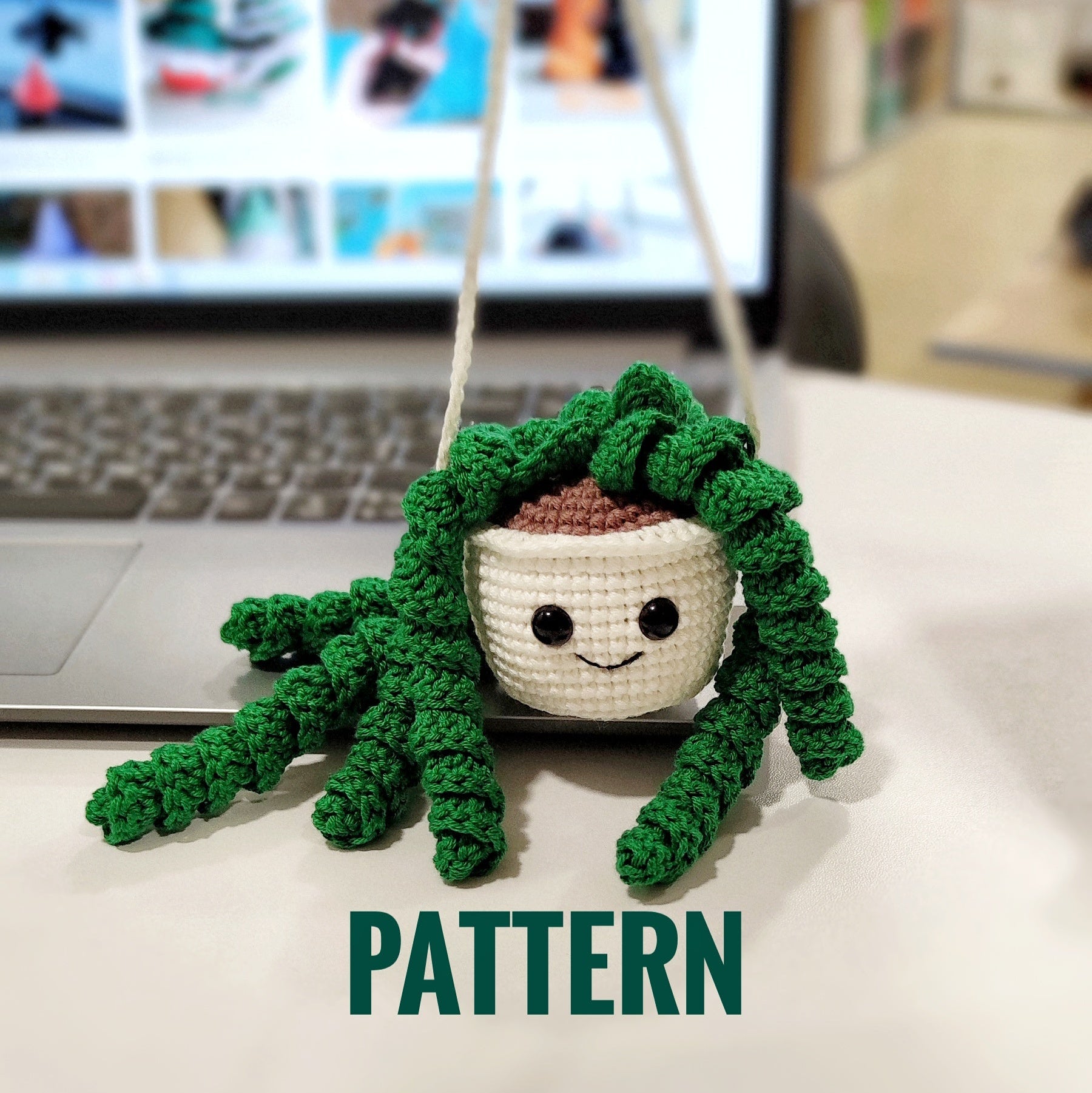 Crochet plant car accessories decor, handmade crochet hanging plant for car mirror and small spaces