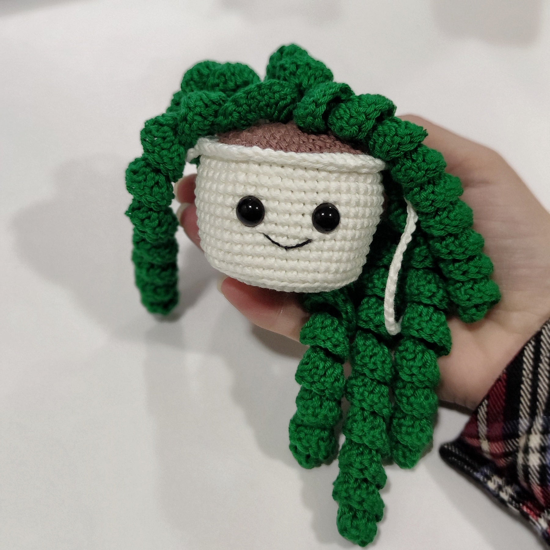 Crochet plant car accessories decor, handmade crochet hanging plant for car mirror and small spaces