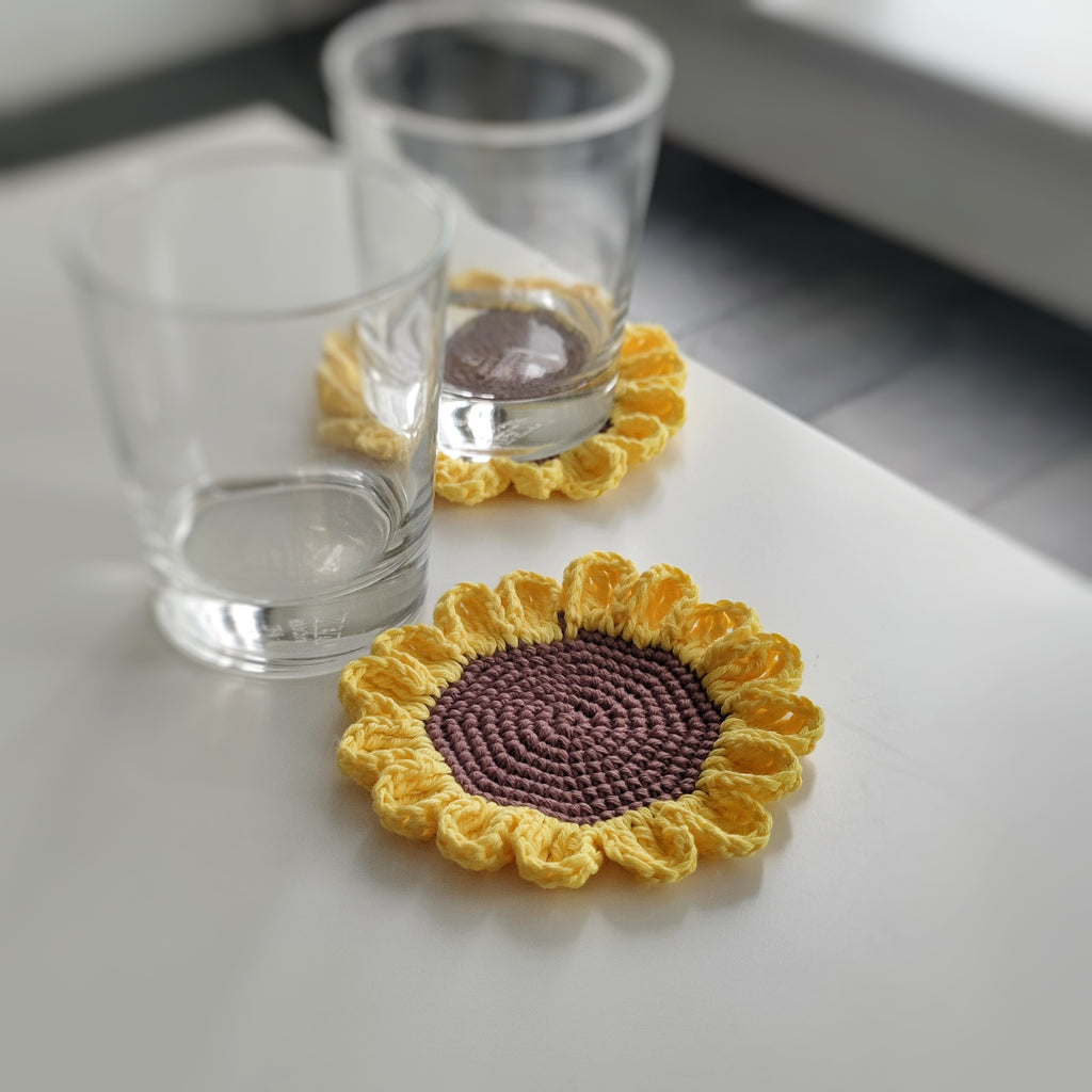 Sunflower Crochet Coaster Pattern – Easy Floral Coaster PDF
