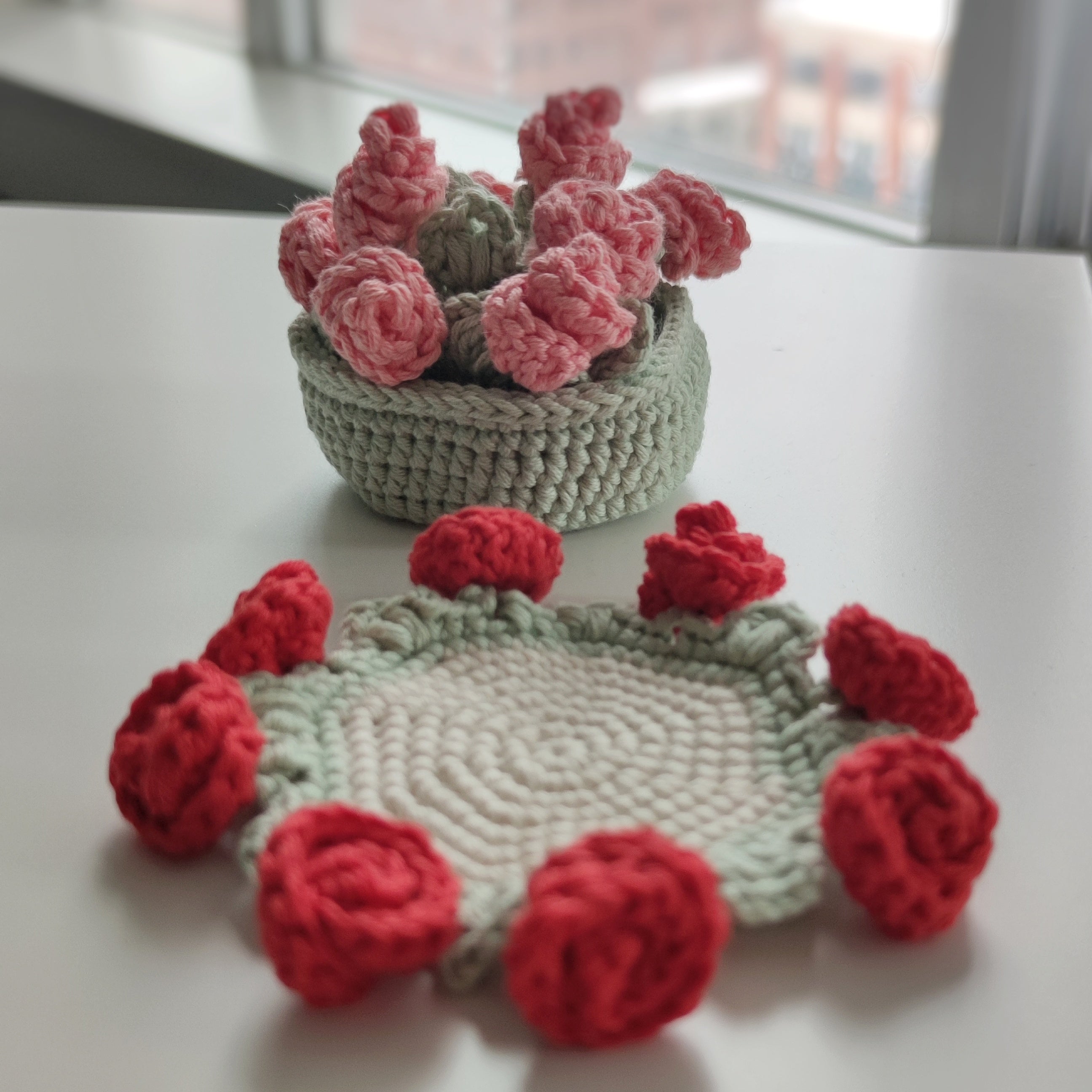 Crochet Rose Coaster Pattern, Beginner DIY Home Decor (PDF Pattern)