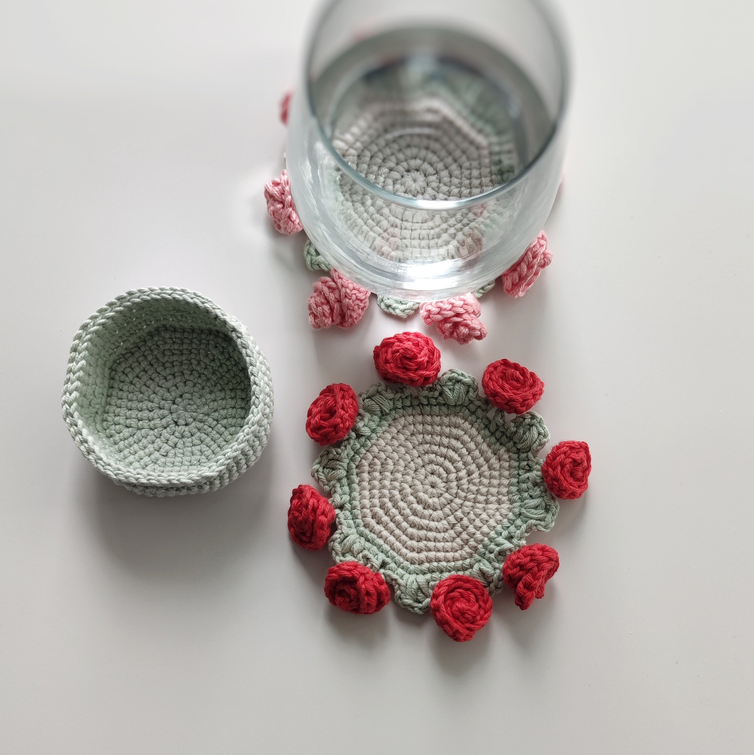 Crochet Rose Coaster Pattern, Beginner DIY Home Decor (PDF Pattern)