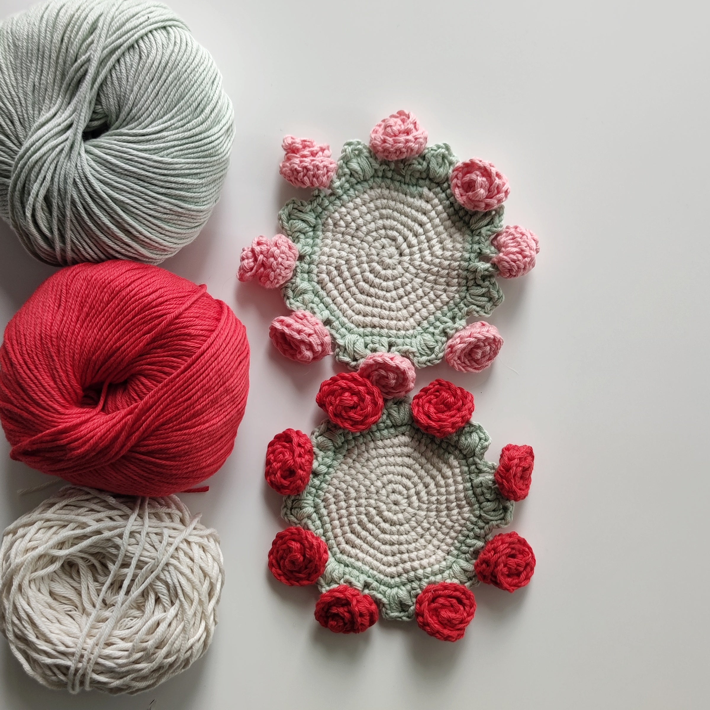 Crochet Rose Coaster Pattern, Beginner DIY Home Decor (PDF Pattern)