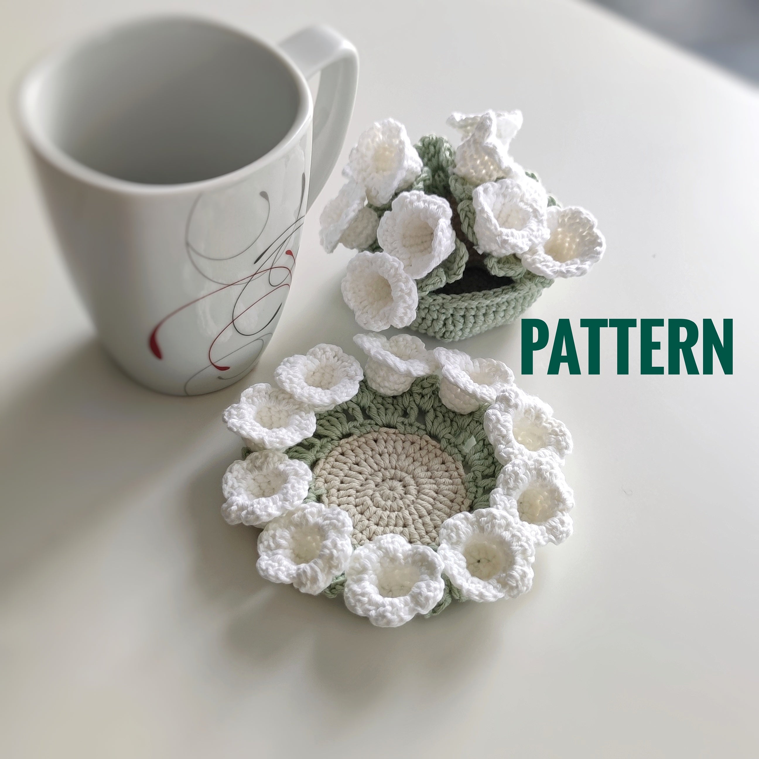 Crochet Lily of the Valley Coaster Pattern – Floral Home Decor PDF