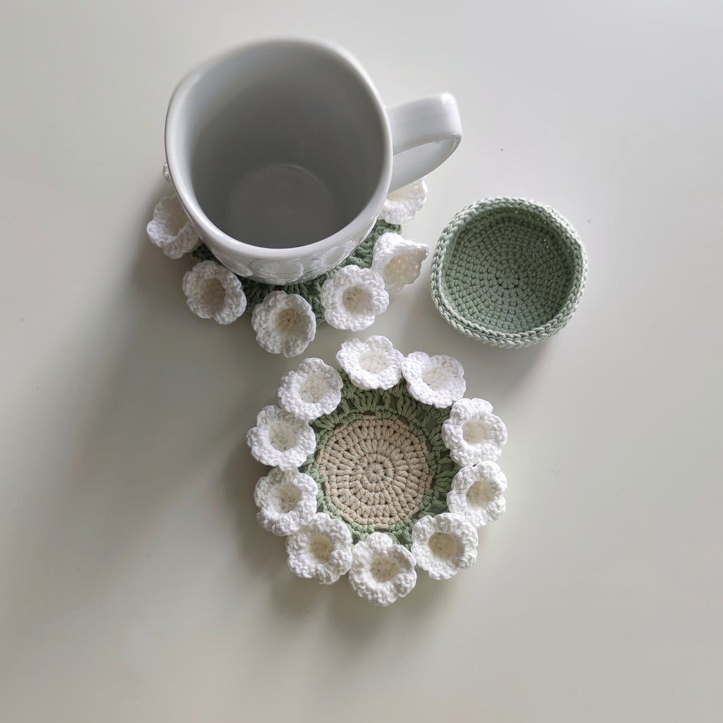 Crochet Lily of the Valley Coaster Pattern – Floral Home Decor PDF