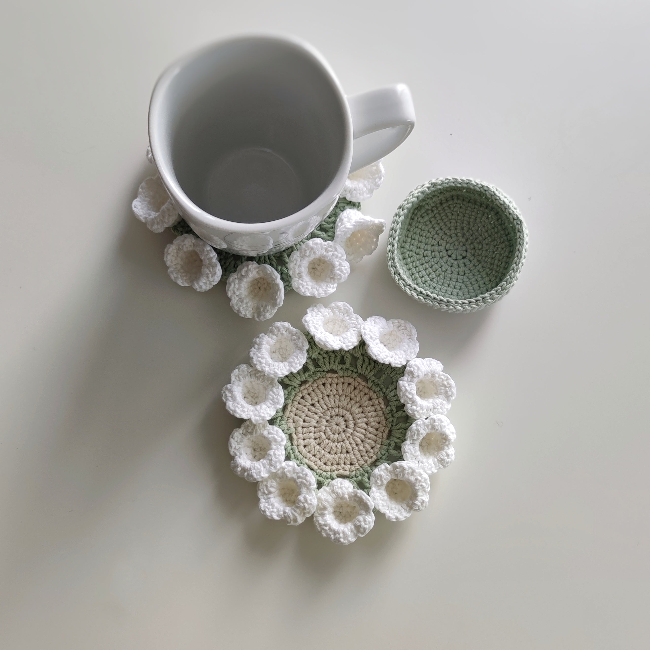Crochet Lily of the Valley Coaster Pattern – Floral Home Decor PDF