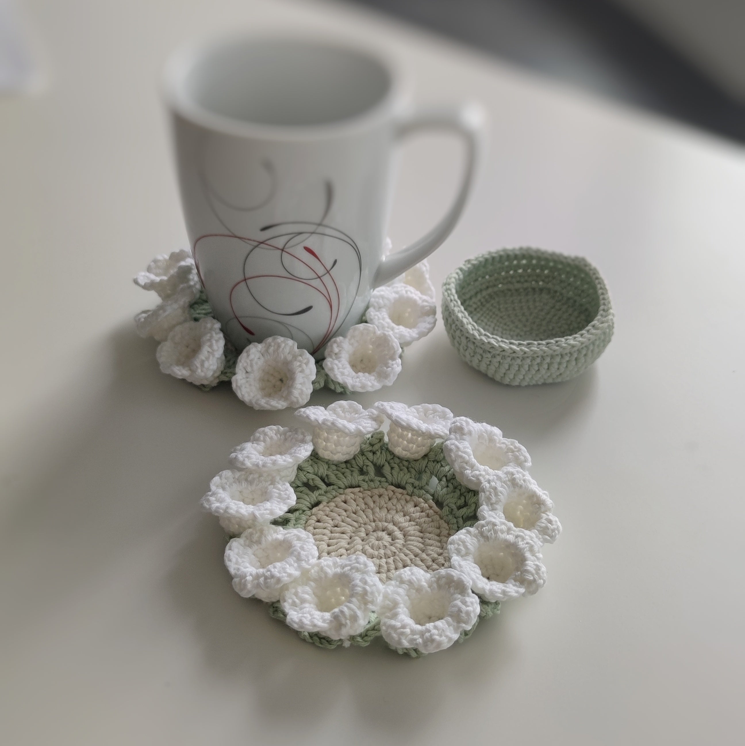 Crochet Lily of the Valley Coaster Pattern – Floral Home Decor PDF