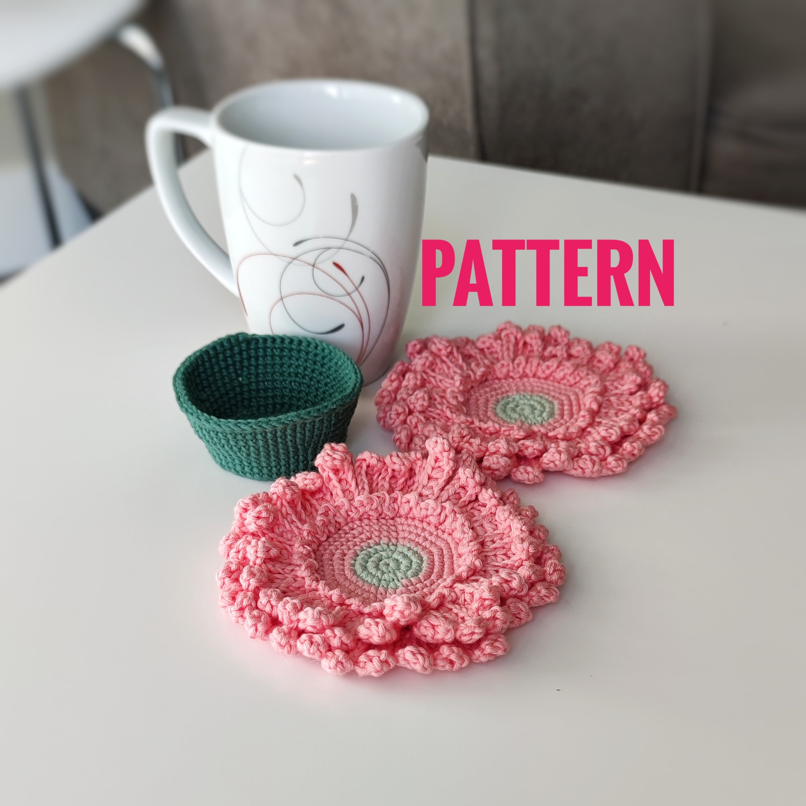 Gerbera Crochet Coaster Pattern – Floral PDF
