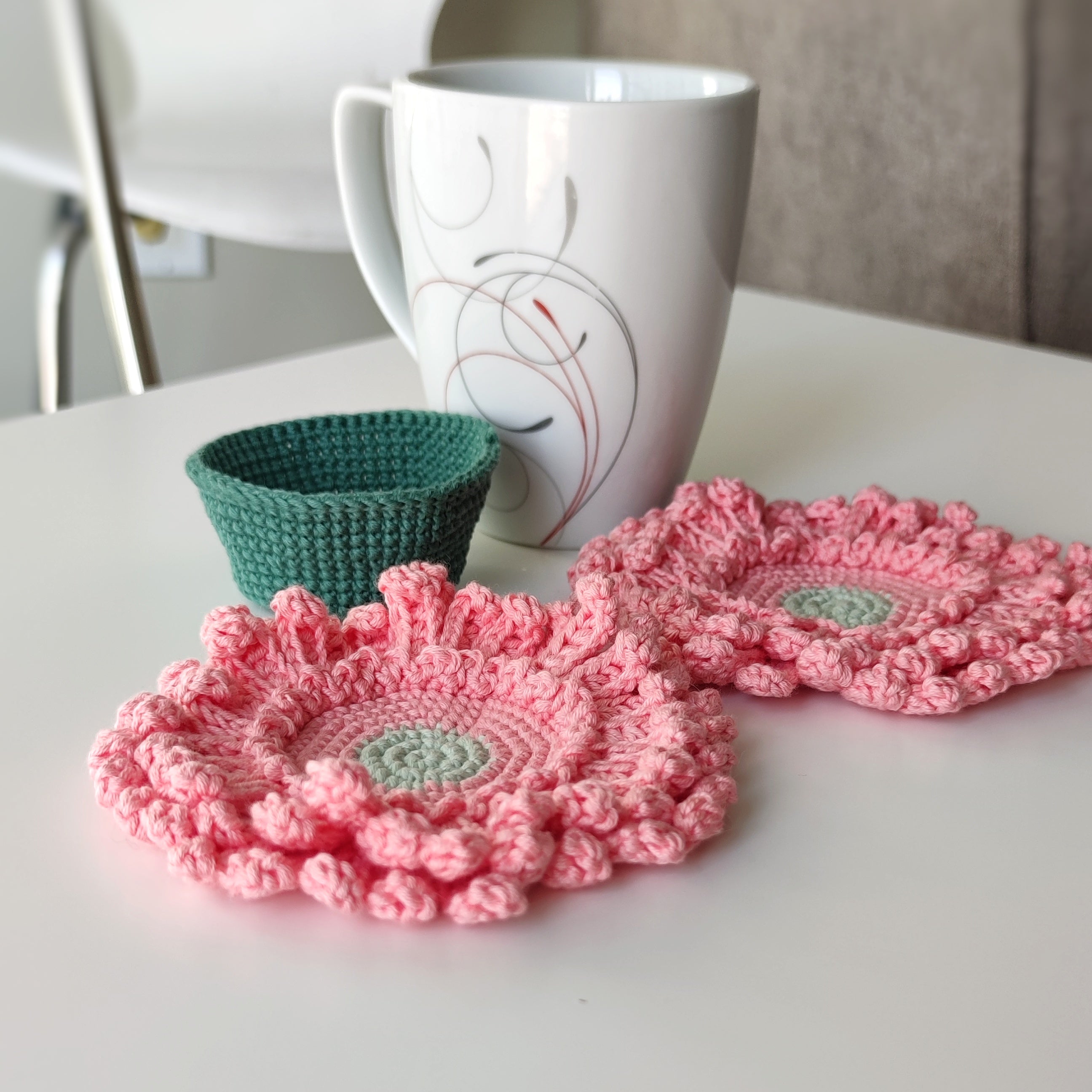 Gerbera Crochet Coaster Pattern – Floral PDF