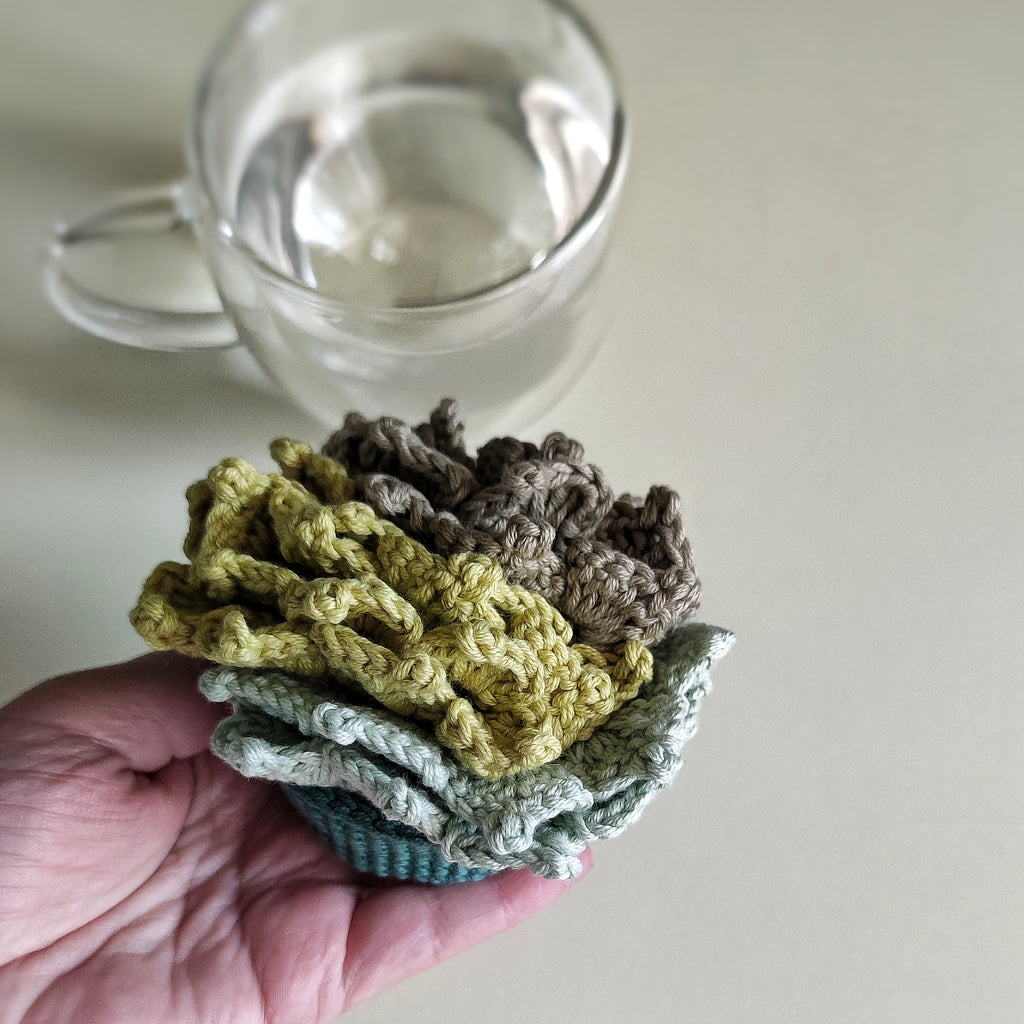 Crochet Succulent Coaster Pattern – Flower Cup Coaster PDF Tutorial