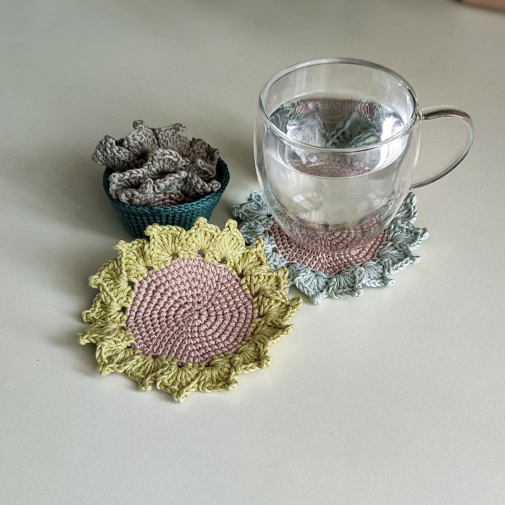 Crochet Succulent Coaster Pattern – Flower Cup Coaster PDF Tutorial