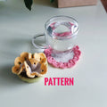 Flower crochet coaster pattern with scalloped edges, pastel crochet mug rug and small matching basket, handmade home decor