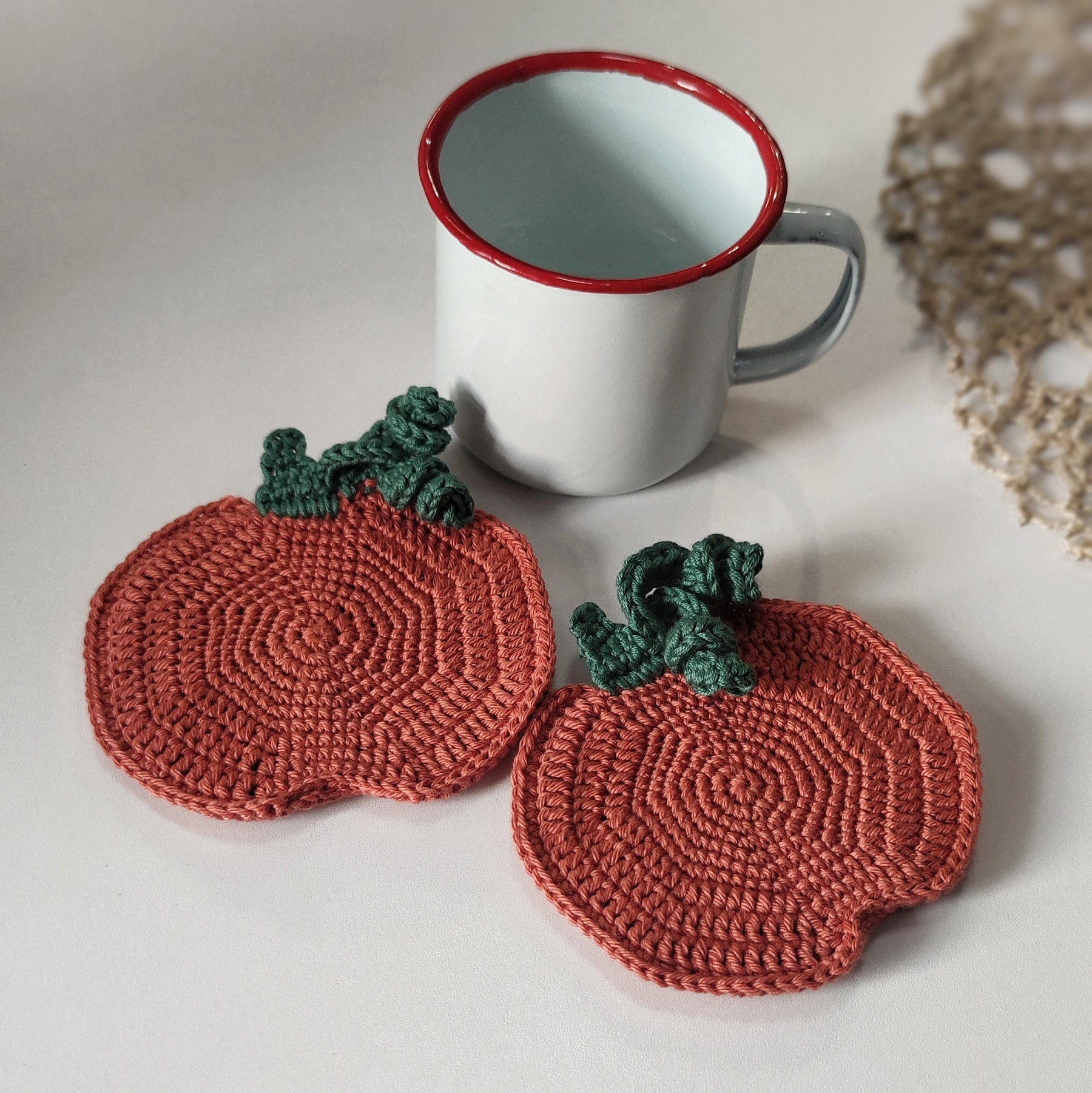 crochet pumpkin coaster pattern fall mug rug crochet decor