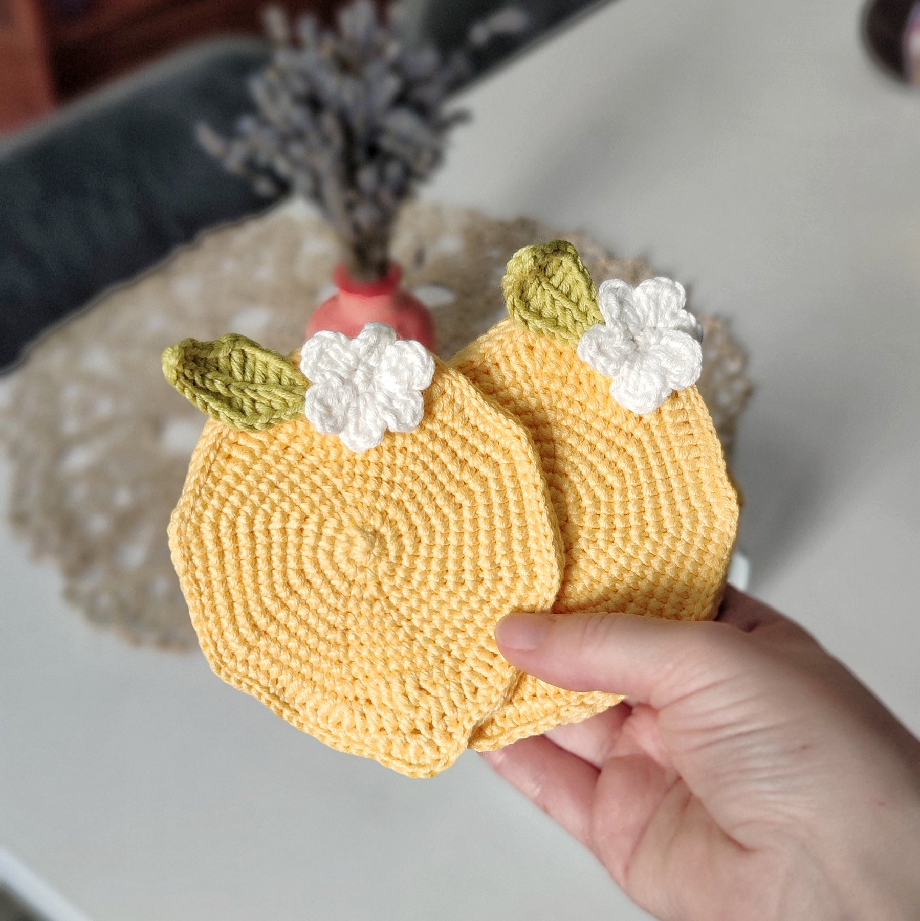 Crochet Lemon Coasters Pattern