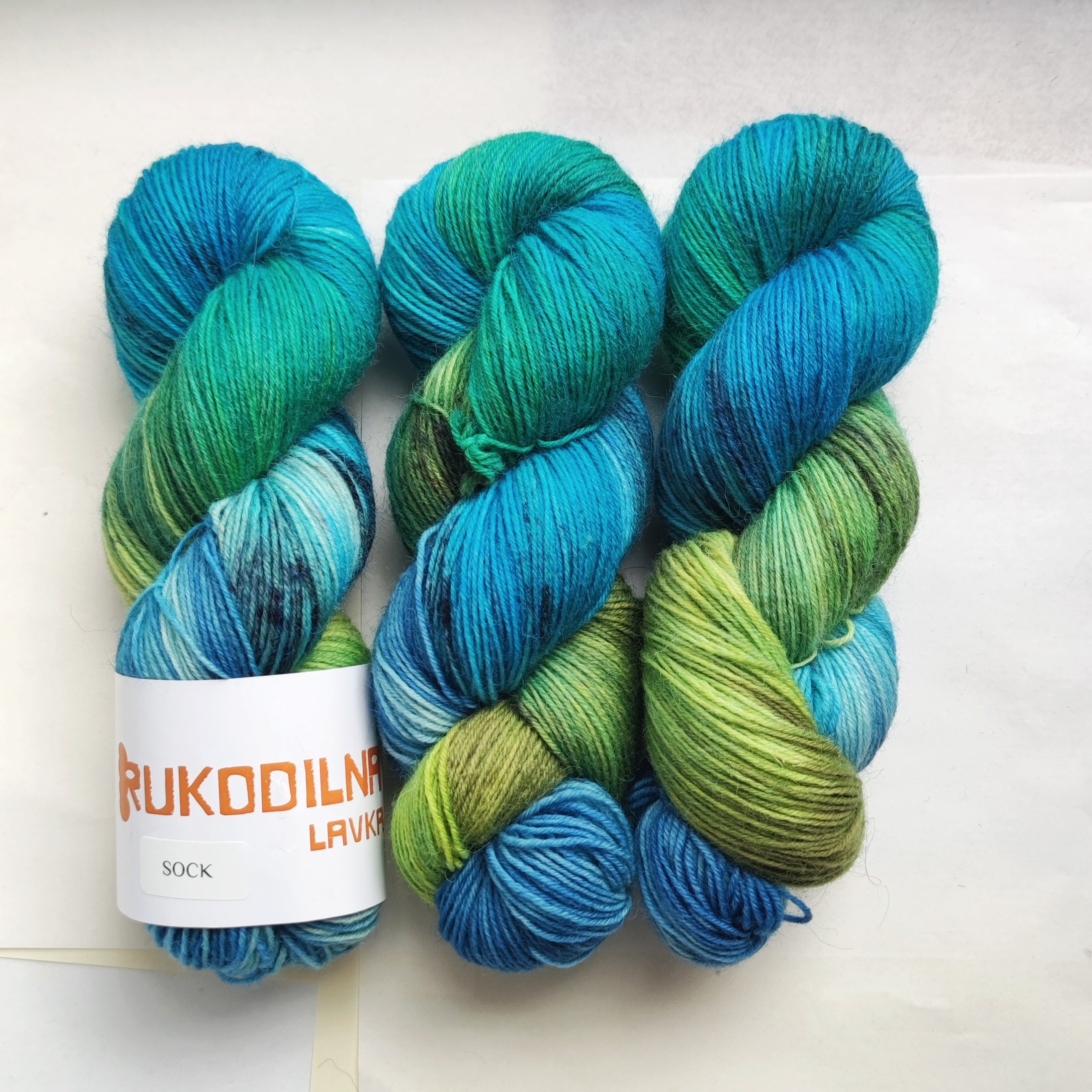Hand Dyed Sock Yarn Blue Green Variegated, Tropical Tanager Inspired Fingering Weight Wool Nylon Yarn