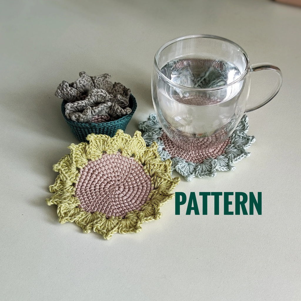Crochet Succulent Coaster Pattern – Flower Cup Coaster PDF Tutorial