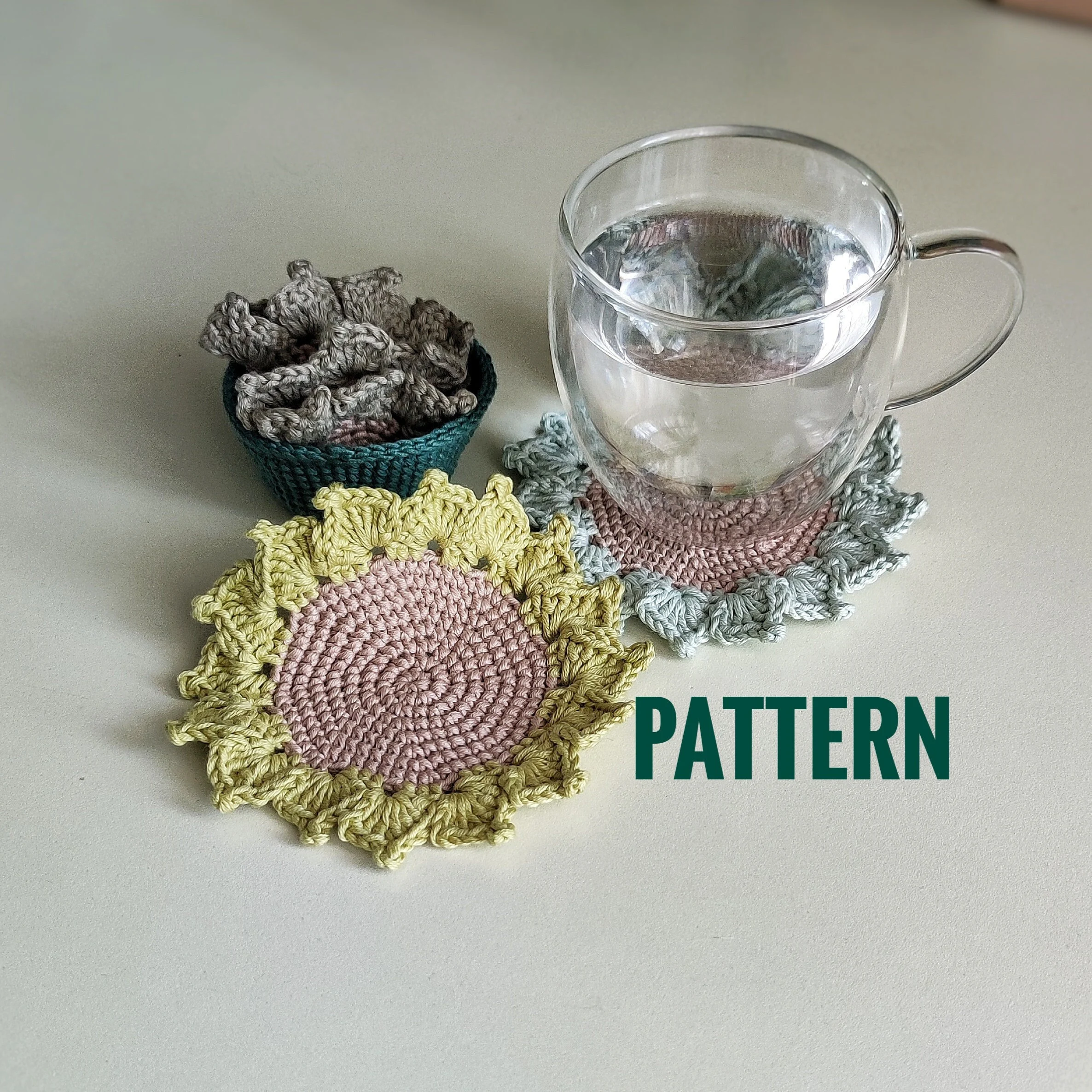Crochet Succulent Coaster Pattern – Flower Cup Coaster PDF Tutorial