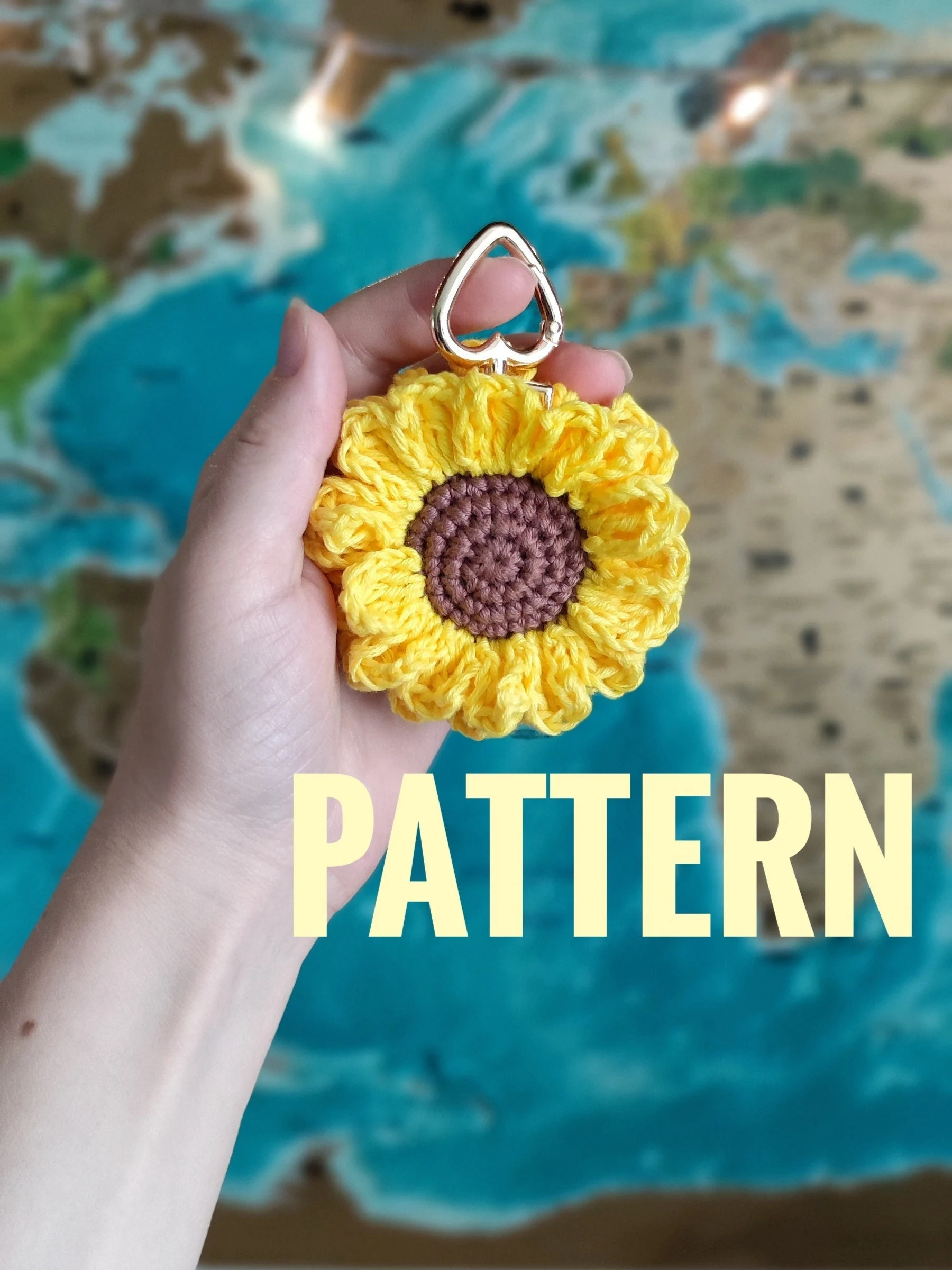 Crochet Sunflower Keychain Pattern
