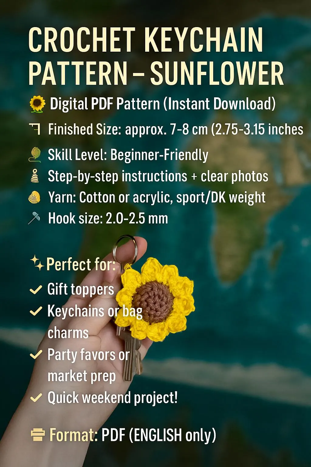 Crochet Sunflower Keychain Pattern