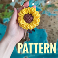 Crochet sunflower keychain made from yellow yarn, handmade sunflower key holder pattern preview