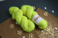 hand dyed fluorescent yellow silk mohair yarn skein by Rukodilna Lavka lace weight knitting yarn