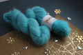 hand dyed turquoise silk mohair yarn skein by Rukodilna Lavka lace weight knitting yarn