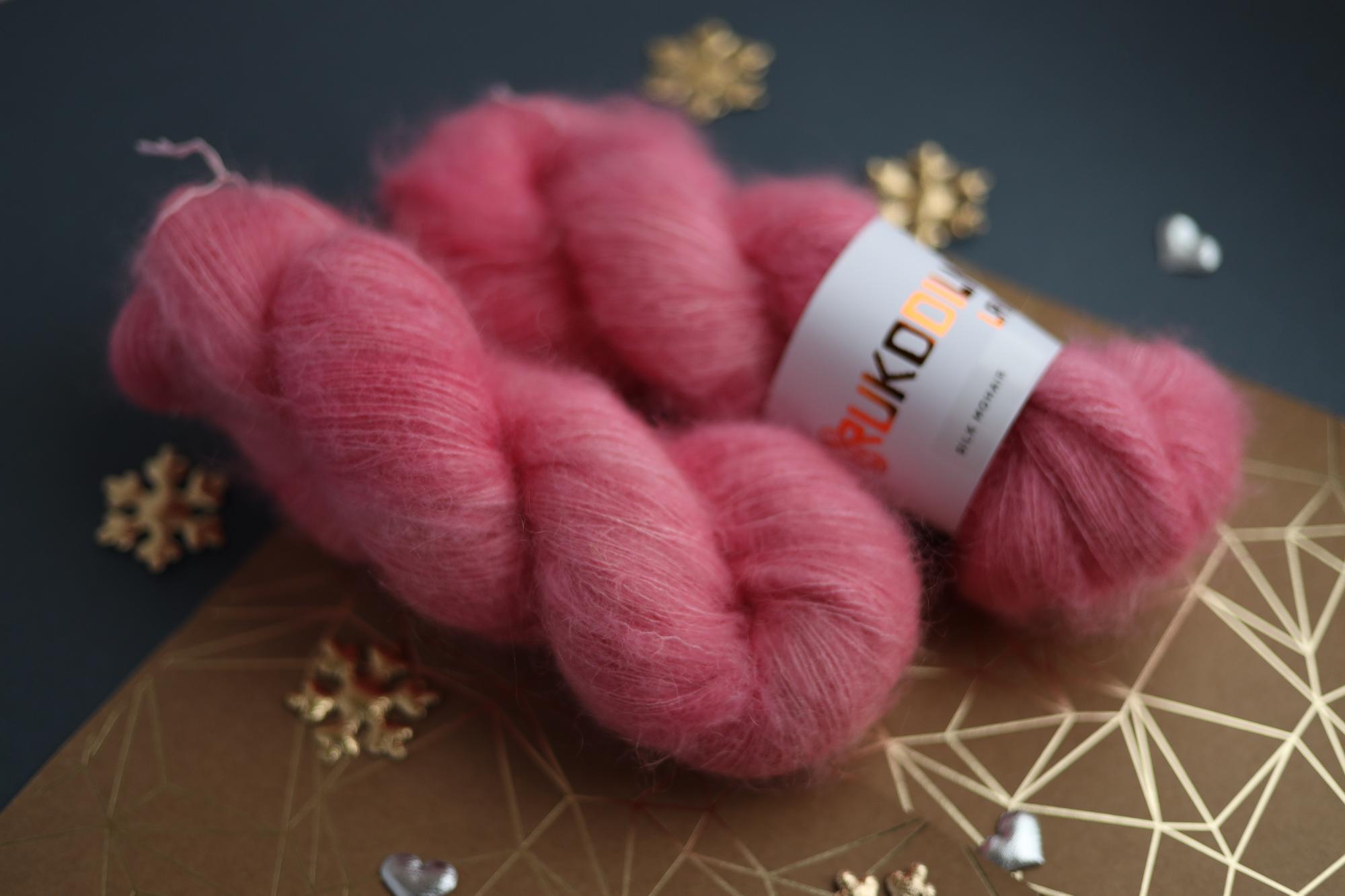 pink silk mohair yarn skeins hand dyed fluffy lace yarn rukodilna lavka