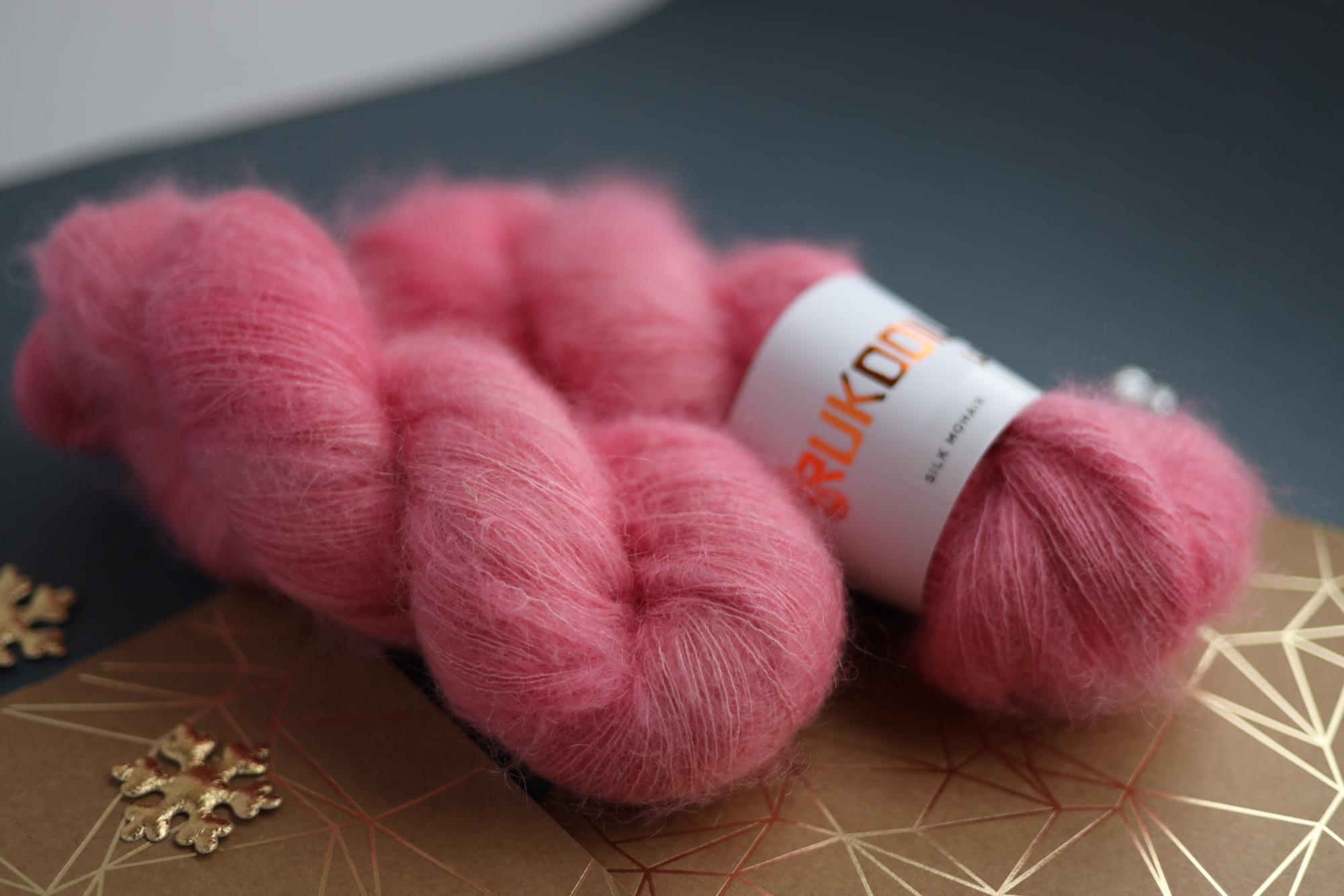pink silk mohair yarn skeins hand dyed fluffy lace yarn rukodilna lavka
