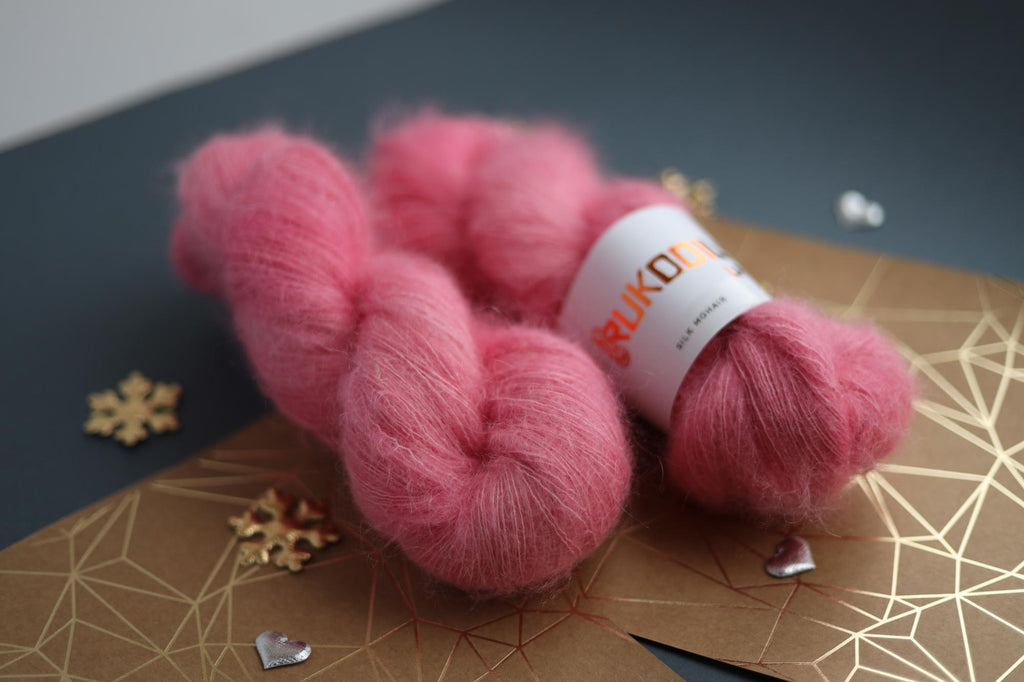 pink silk mohair yarn skeins hand dyed fluffy lace yarn rukodilna lavka