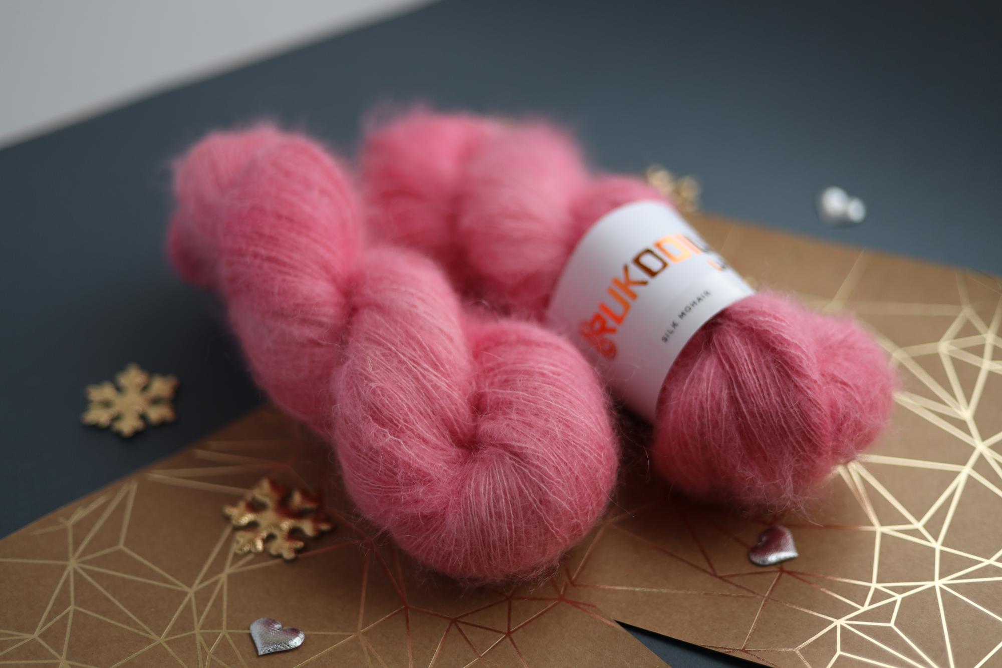 pink silk mohair yarn skeins hand dyed fluffy lace yarn rukodilna lavka