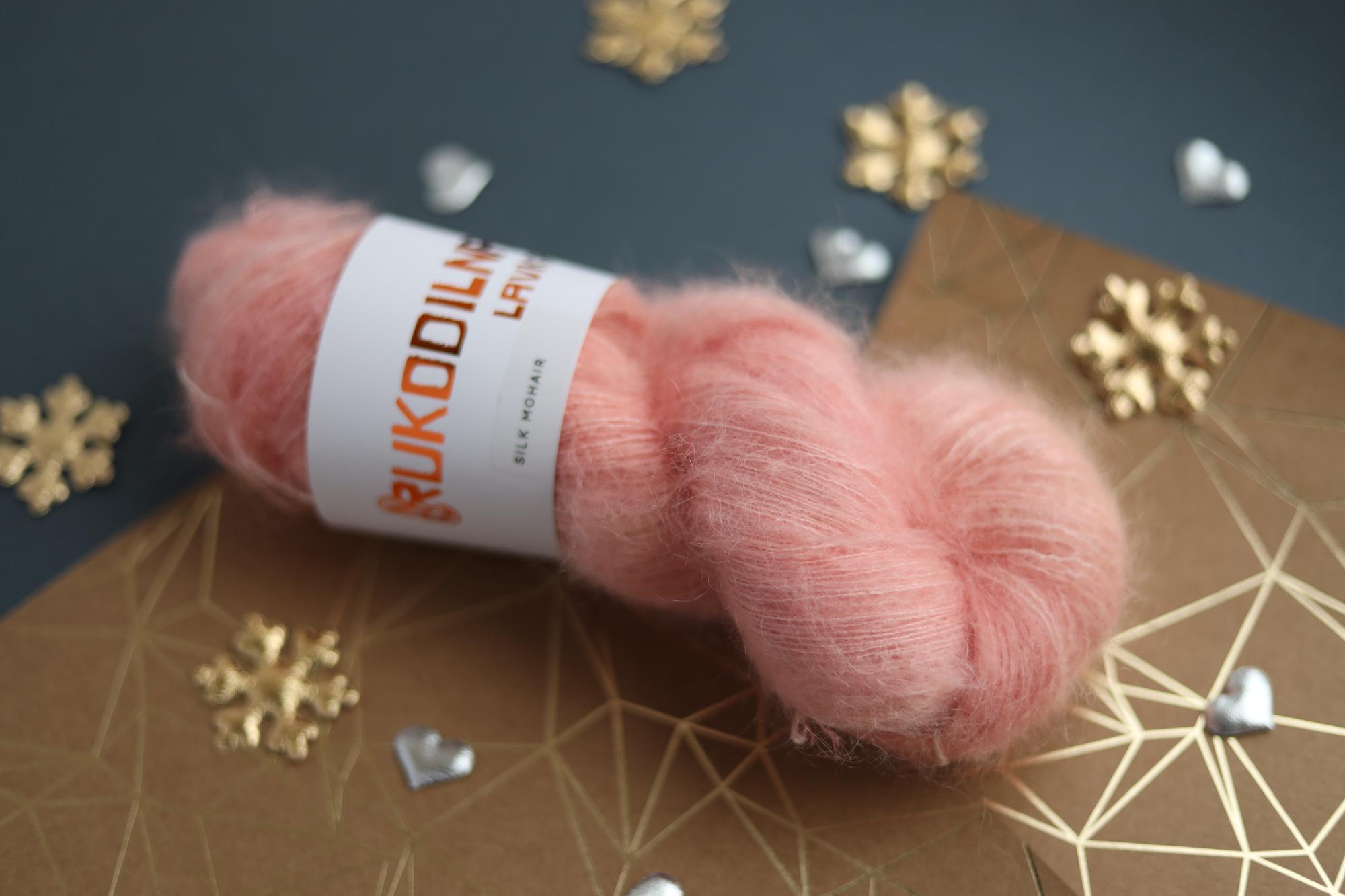 hand dyed silk mohair yarn skein in peach color by Rukodilna Lav