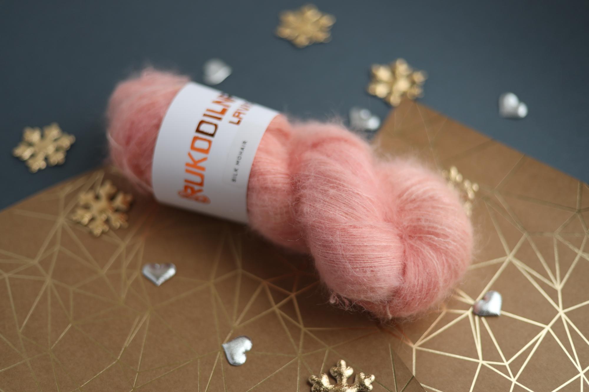 hand dyed silk mohair yarn skein in peach color by Rukodilna Lav