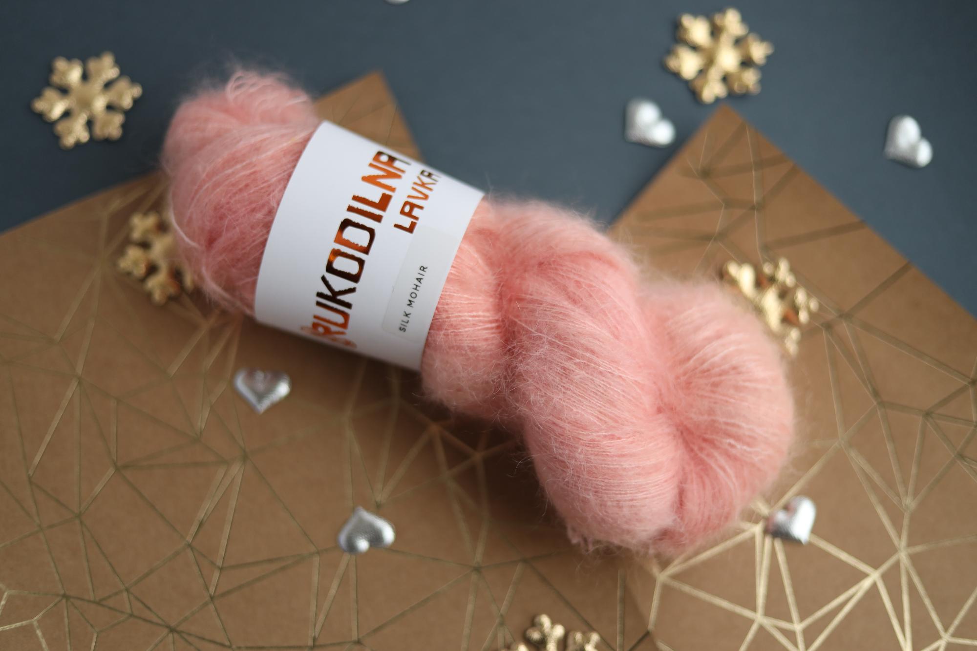 hand dyed silk mohair yarn skein in peach color by Rukodilna Lav