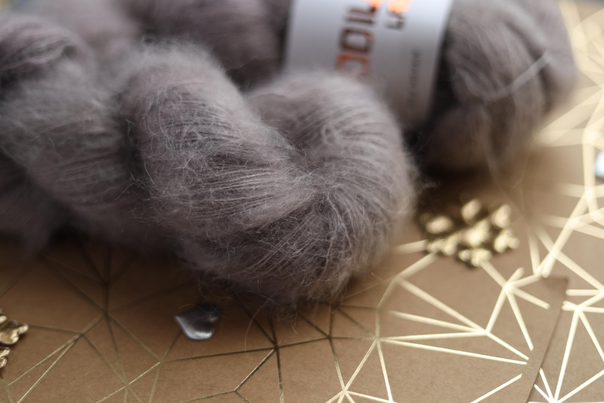 Hand Dyed Mohair Silk Yarn, Lace Weight Superkid Mohair Yarn, Soft Taupe Gray, Italian Yarn