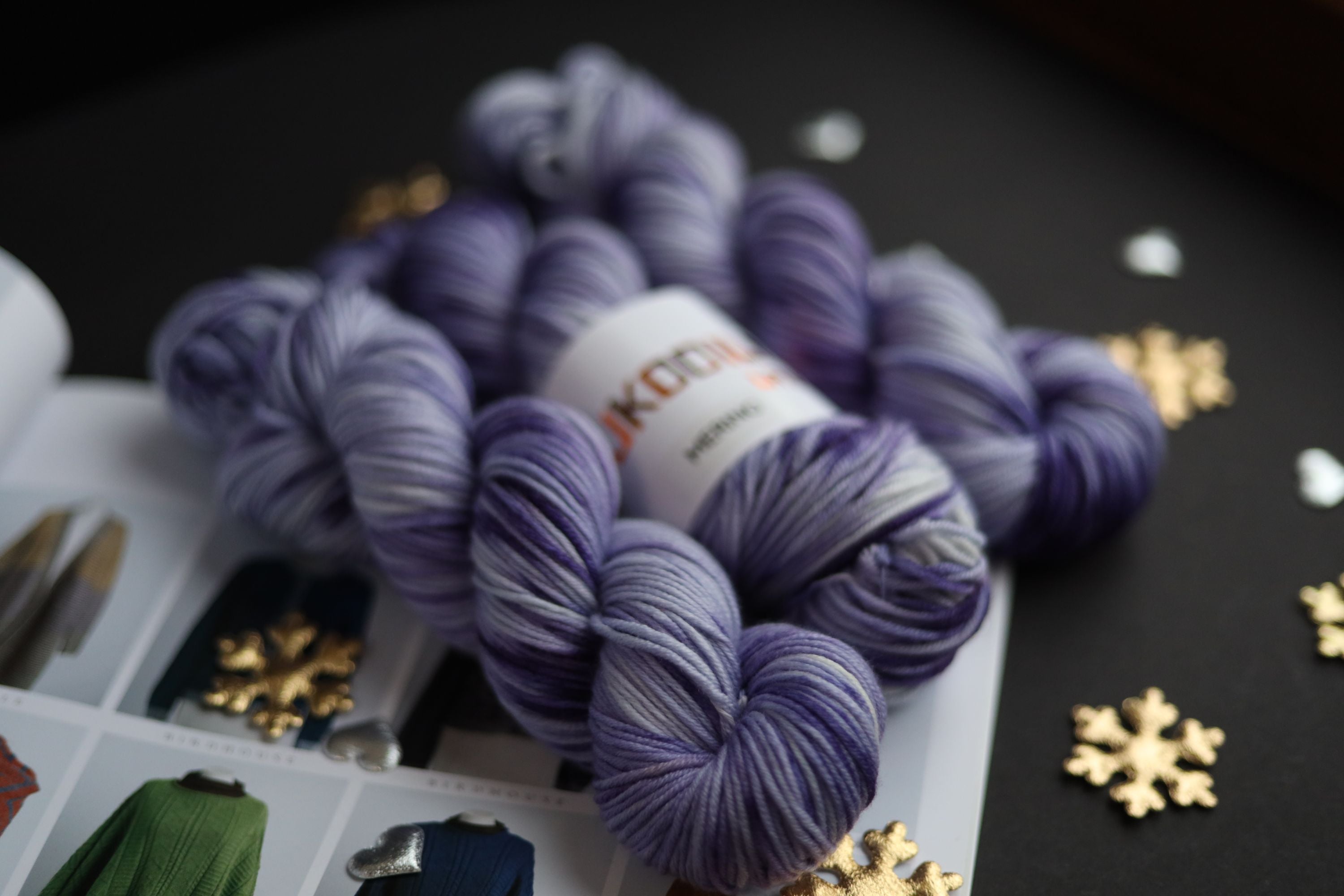 Purple hand dyed merino yarn skeins, 100% superfine merino wool, sport weight yarn