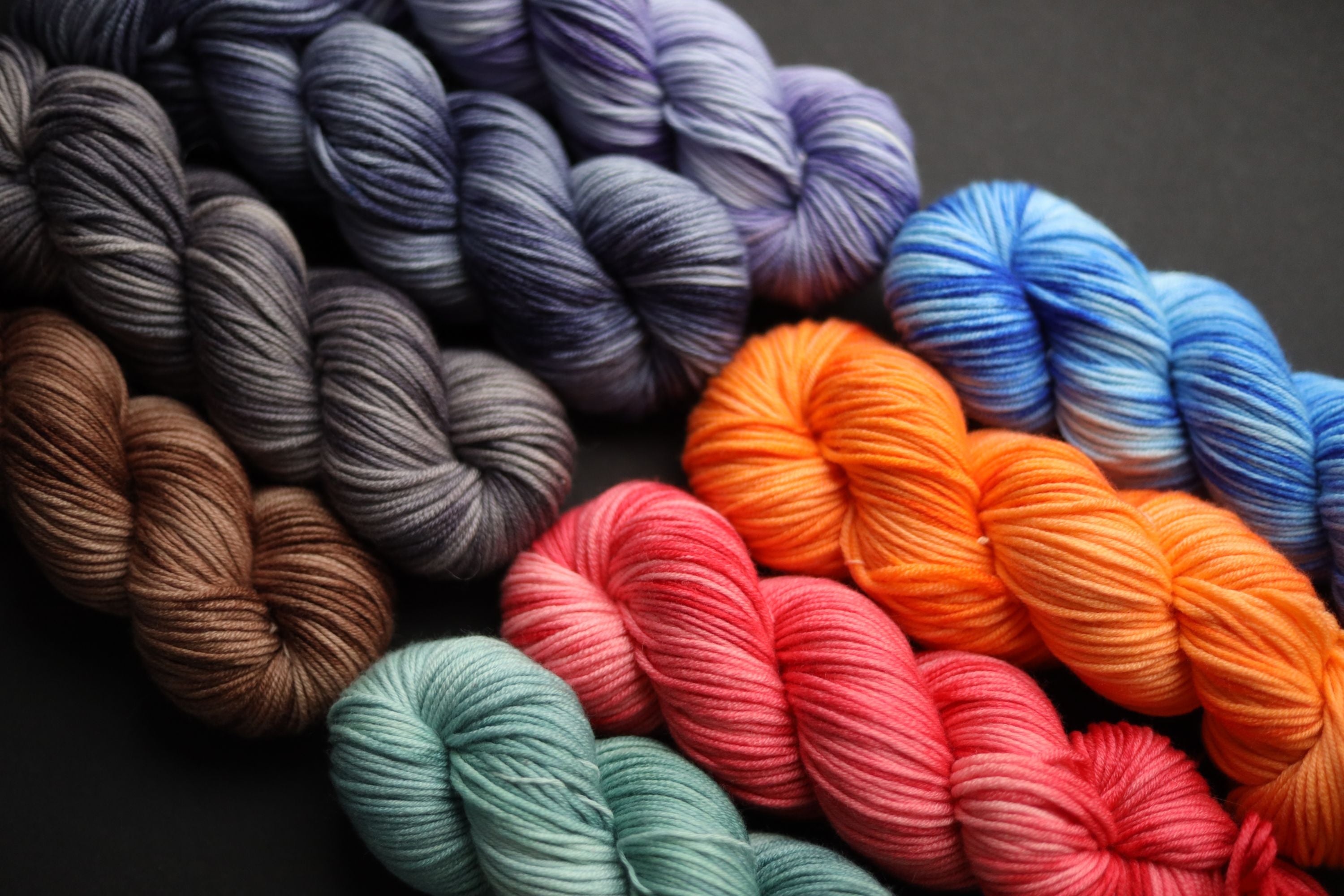 Hand dyed blue merino yarn skeins, 100g 180m sport weight wool