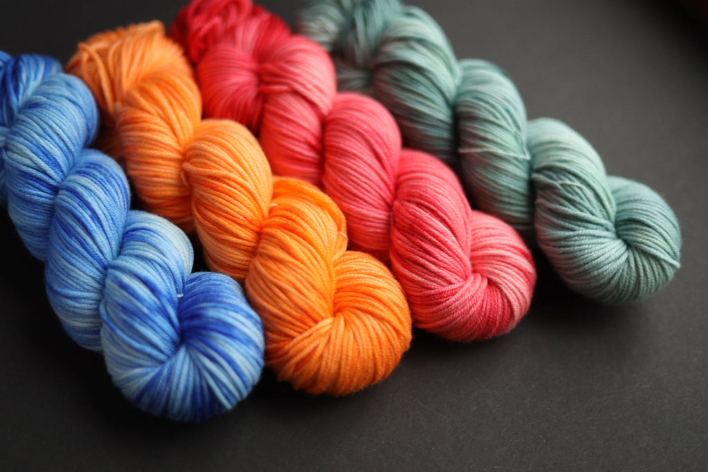 Hand dyed orange merino yarn skeins, sport weight superfine merino wool, 100g 180m