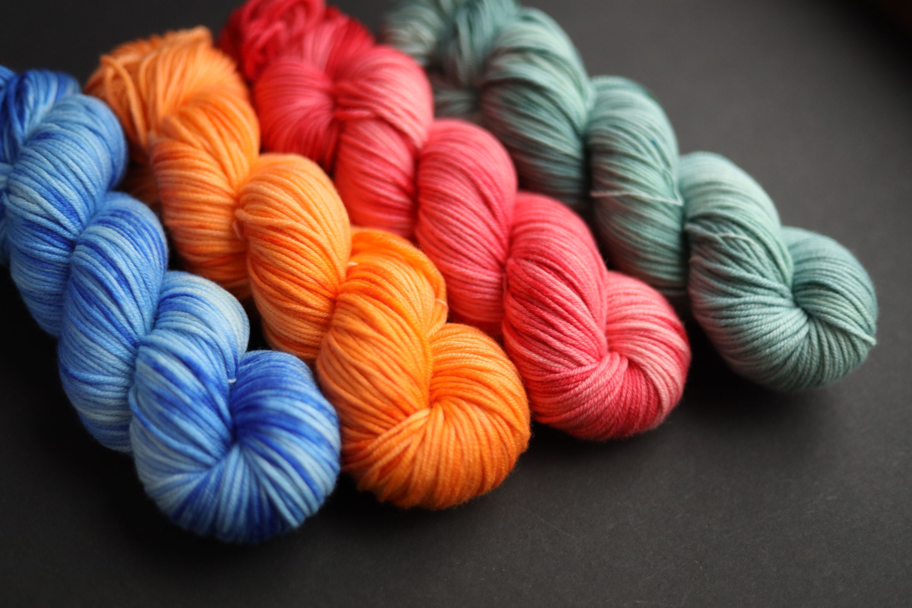 Hand dyed orange merino yarn skeins, sport weight superfine merino wool, 100g 180m