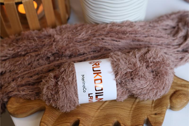 hand dyed faux fur yarn eyelash yarn fluffy teddy texture knitting yarn soft brown skein