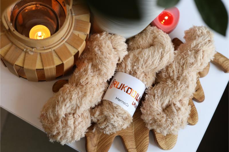 soft faux fur yarn teddy texture fluffy yarn skeins cozy neutral tone knitting yarn