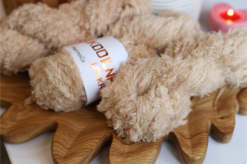 soft faux fur yarn teddy texture fluffy yarn skeins cozy neutral tone knitting yarn