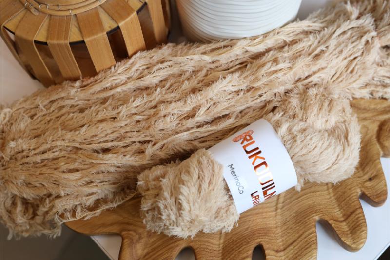 soft faux fur yarn teddy texture fluffy yarn skeins cozy neutral tone knitting yarn