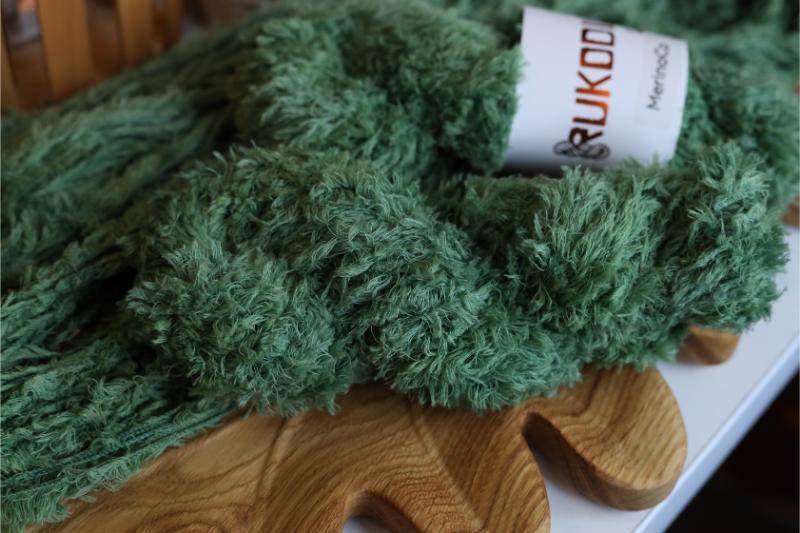 Hand Dyed Faux Fur Yarn – Green Soft Eyelash Yarn, Teddy Texture Yarn for Knitting & Crochet