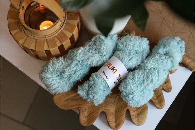 Faux Fur Yarn – Soft Teddy Texture Yarn for Knitting & Crochet  - Seafoam Mint