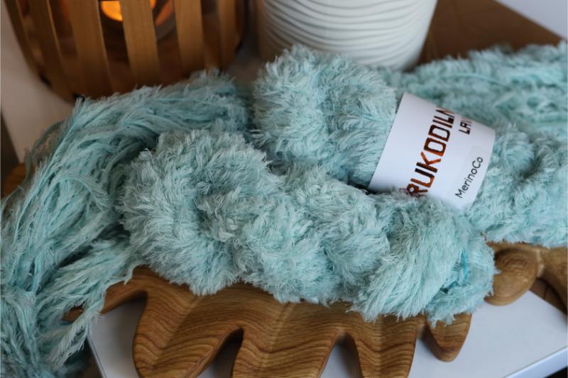 Faux Fur Yarn – Soft Teddy Texture Yarn for Knitting & Crochet  - Seafoam Mint