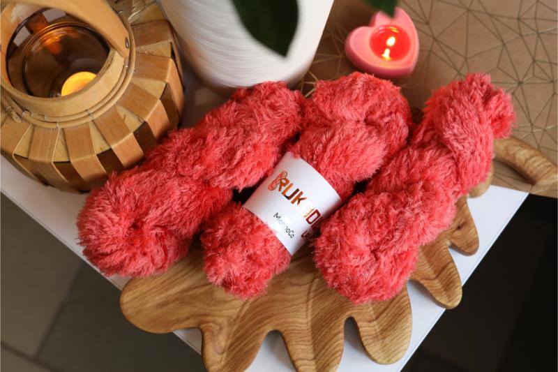 Eyelash Yarn – Soft Furry Yarn for Knitting & Crochet Projects - Red