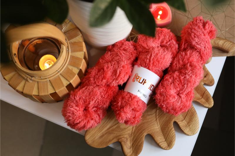 Eyelash Yarn – Soft Furry Yarn for Knitting & Crochet Projects - Red