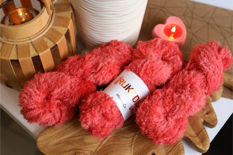Eyelash Yarn – Soft Furry Yarn for Knitting & Crochet Projects - Red