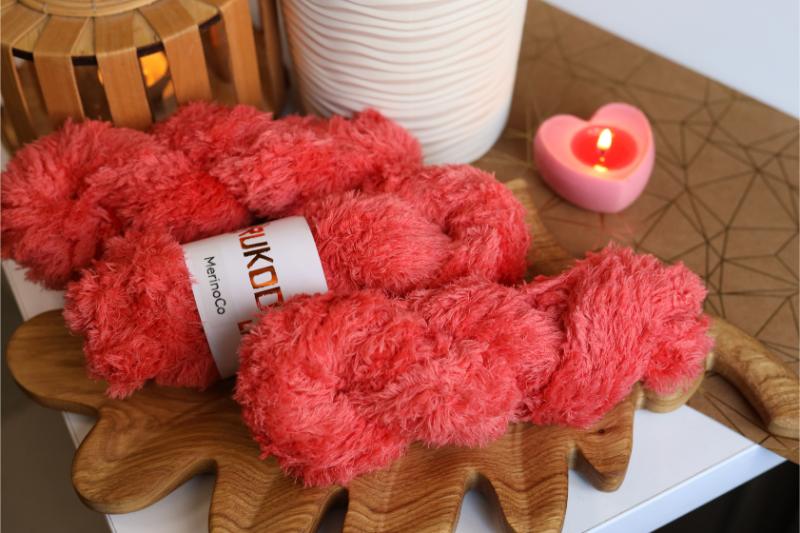 Eyelash Yarn – Soft Furry Yarn for Knitting & Crochet Projects - Red