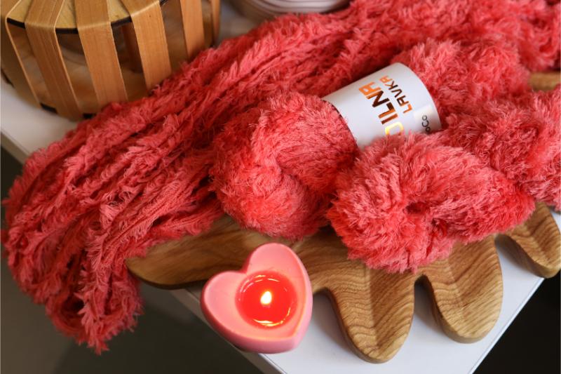 Eyelash Yarn – Soft Furry Yarn for Knitting & Crochet Projects - Red