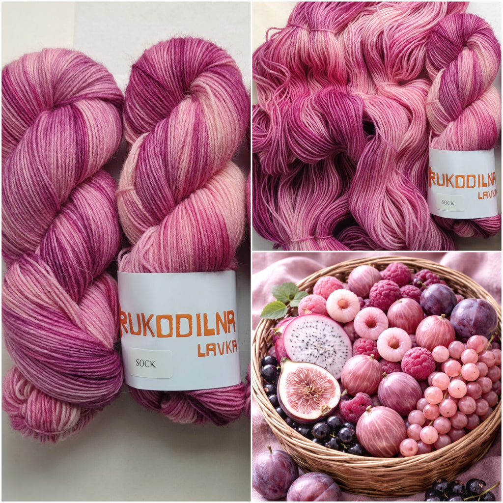 Hand dyed pink variegated sock yarn, merino nylon skein for knitting socks